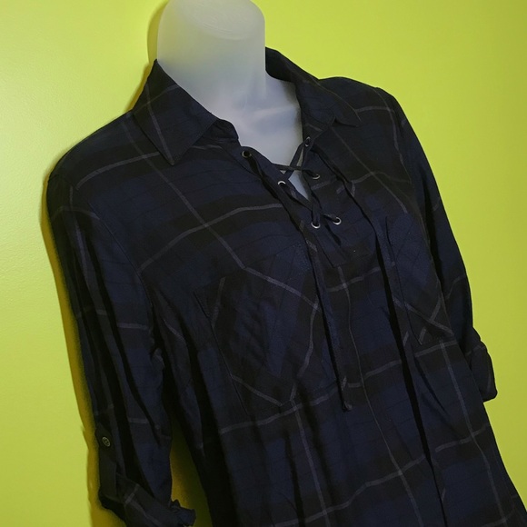 Tops - Lace Up flannel with back detail NWOT